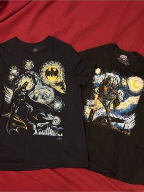 DC Batman & Mandalorian Van Gogh Inspired Graphic Tees